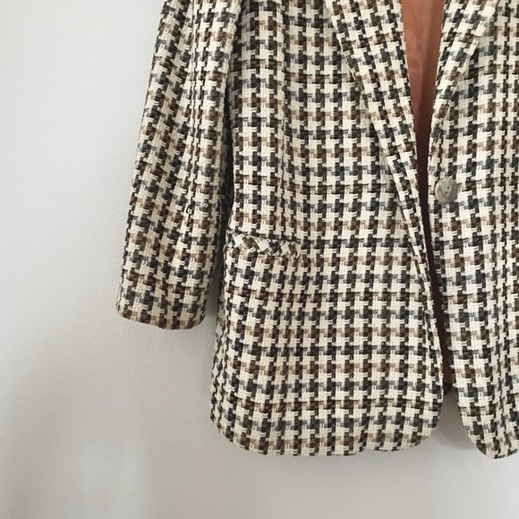 80s Tweed Houndstooth Blazer Style Coat - Picture 8 of 9